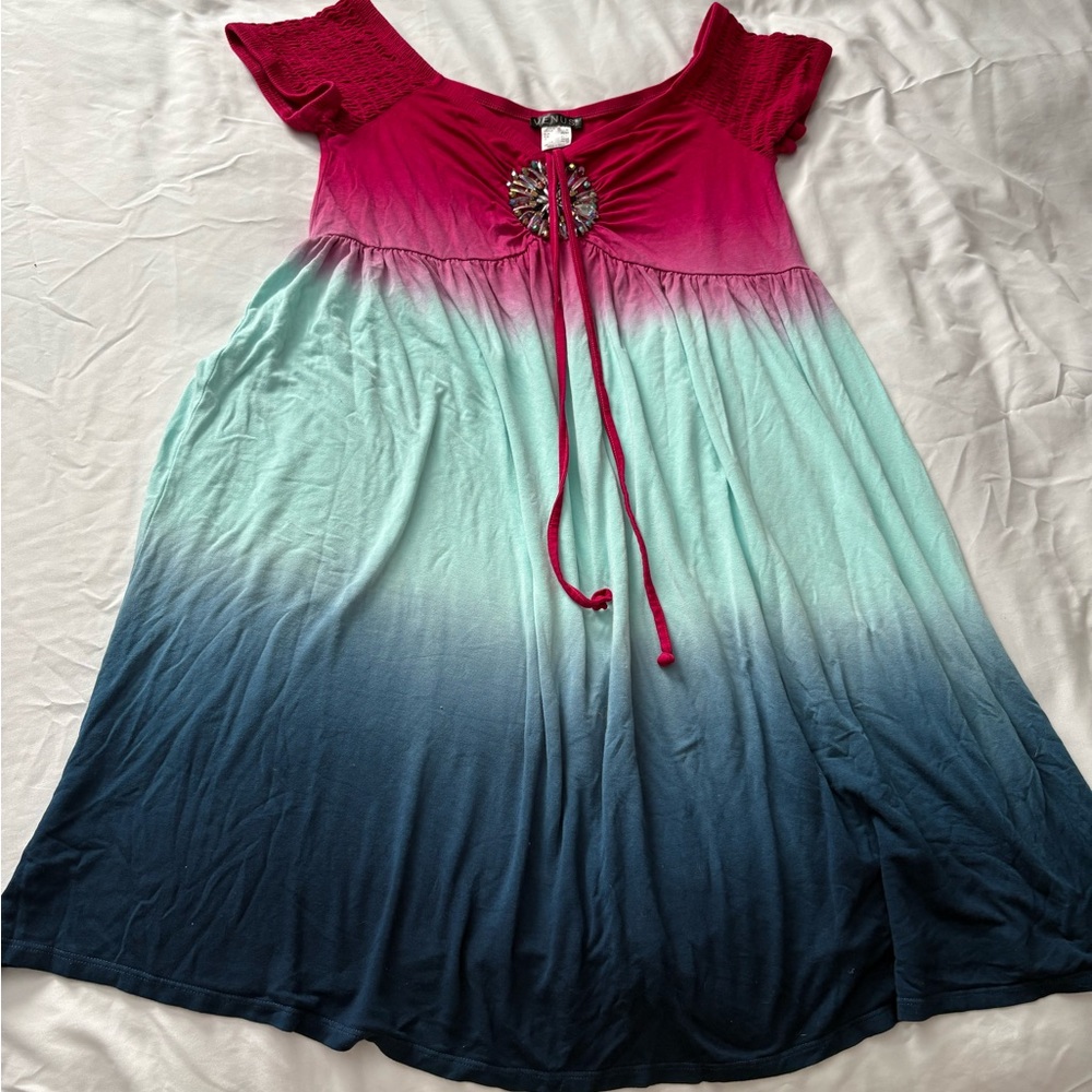 VENUS Red and Blue Ombre Tunic Top - Picture 1 of 8